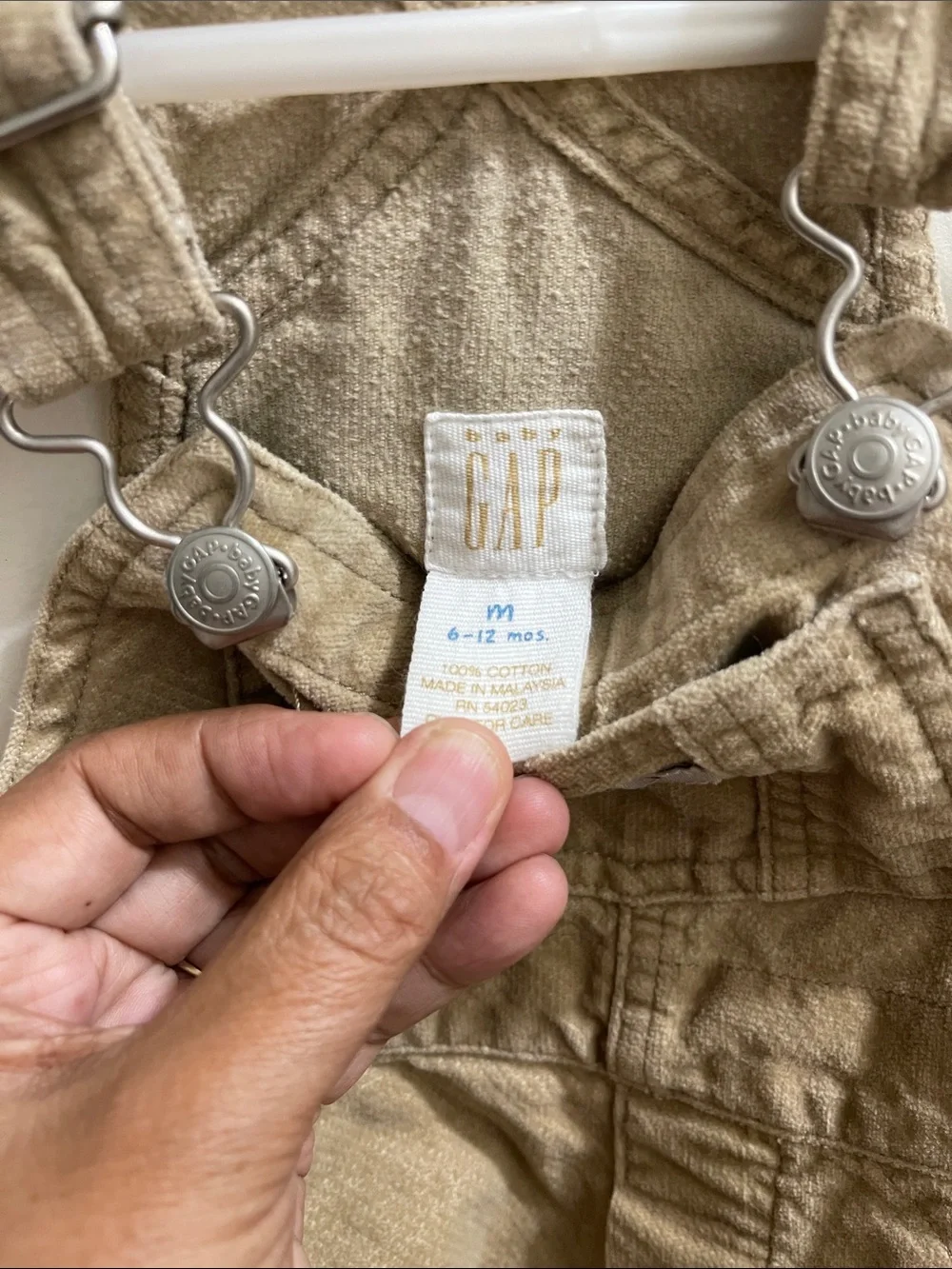 Vintage Baby GAP Beige/Tan Corduroy Kids Overalls Sz 6/12M